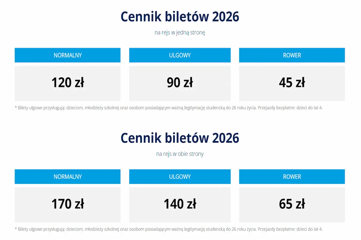 cennik promu Gdańsk/Sopot/Hel sezon 2026